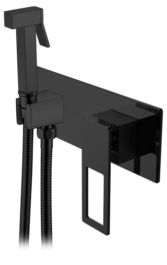 Плитка Boheme Q Смеситель Q с гигиеническим душем черный матовый  поверхность матовая