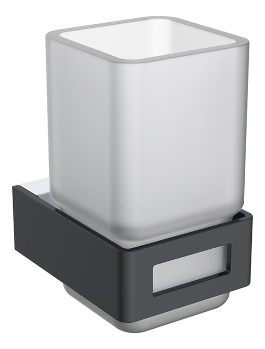 Плитка Boheme Q Стакан Q для зубных щеток хром/черный  поверхность микс