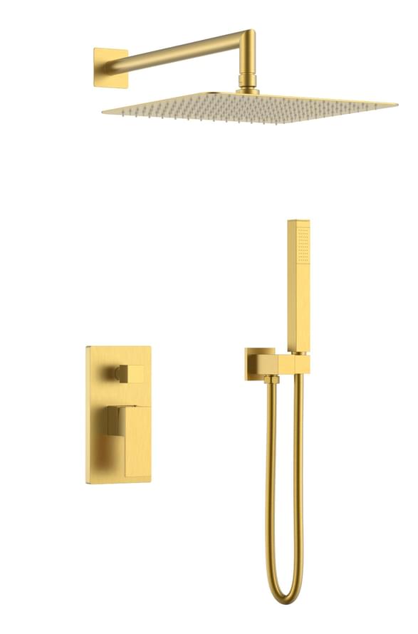 Плитка Boheme Qubic Душевая система QUBIC встроенная золото брашированное  поверхность брашированная