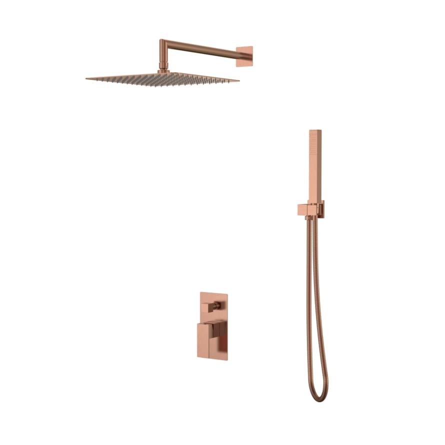 Плитка Boheme Qubic Душевая система QUBIC встроенная медь  поверхность брашированная