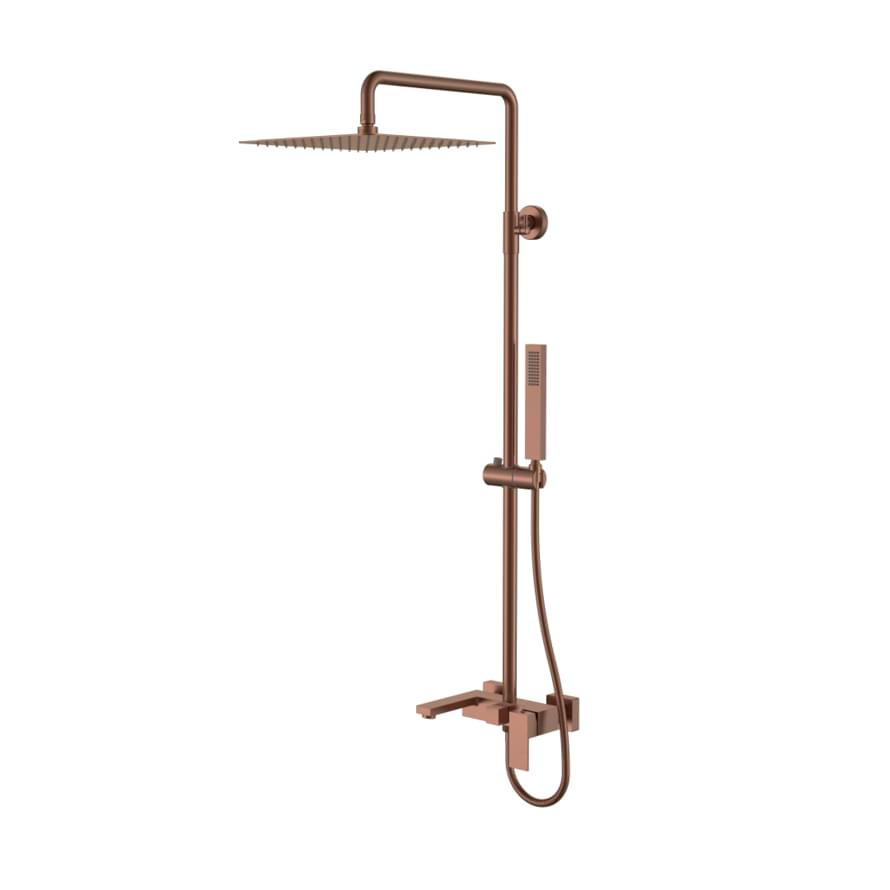 Плитка Boheme Qubic Душевая система QUBIC встроенная с верхним душем и лейкой бронза  поверхность брашированная