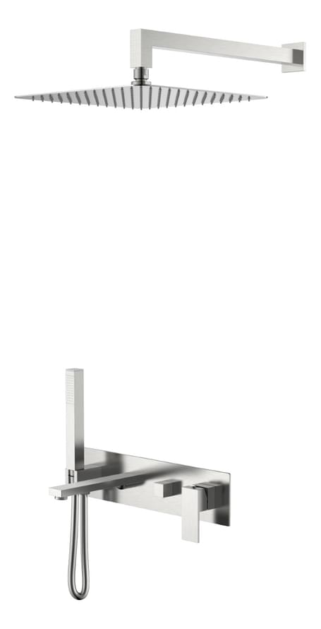 Плитка Boheme Qubic Душевая система QUBIC встроенная с изливом никель  поверхность брашированная