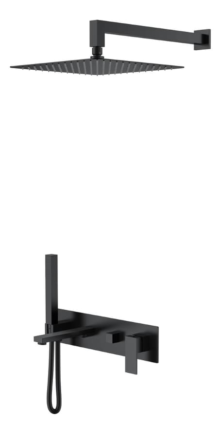 Плитка Boheme Qubic Душевая система QUBIC встроенная с изливом черный матовый  поверхность матовая