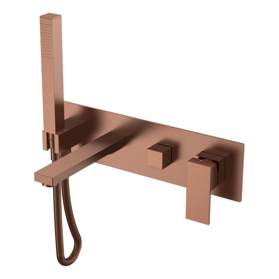 Плитка Boheme Qubic Смеситель QUBIC для ванны встроенный с лейкой бронза брашированная  поверхность брашированная
