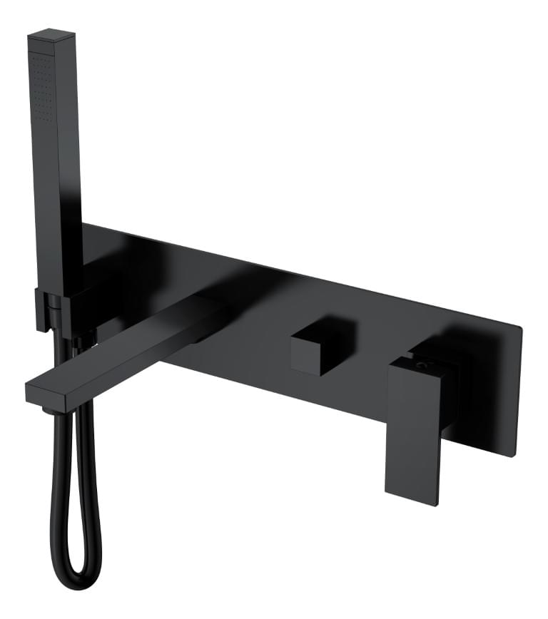 Плитка Boheme Qubic Смеситель QUBIC для ванны встроенный с лейкой черный матовый  поверхность матовая