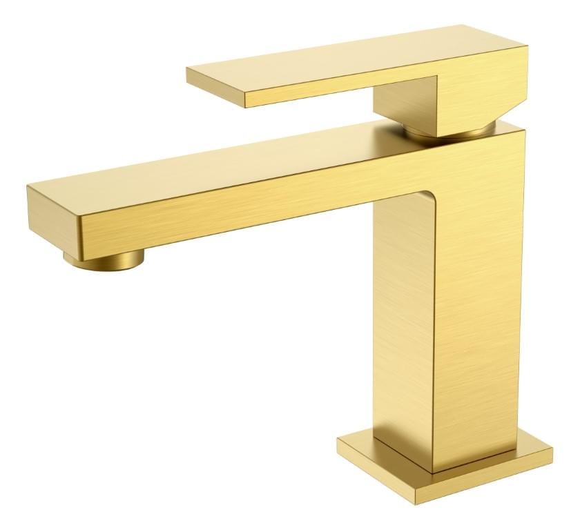 Плитка Boheme Qubic Смеситель QUBIC для раковины золото брашированное  поверхность брашированная