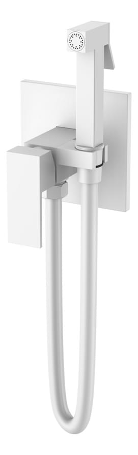 Плитка Boheme Qubic Смеситель QUBIC с гигиеническим душем белый матовый  поверхность матовая