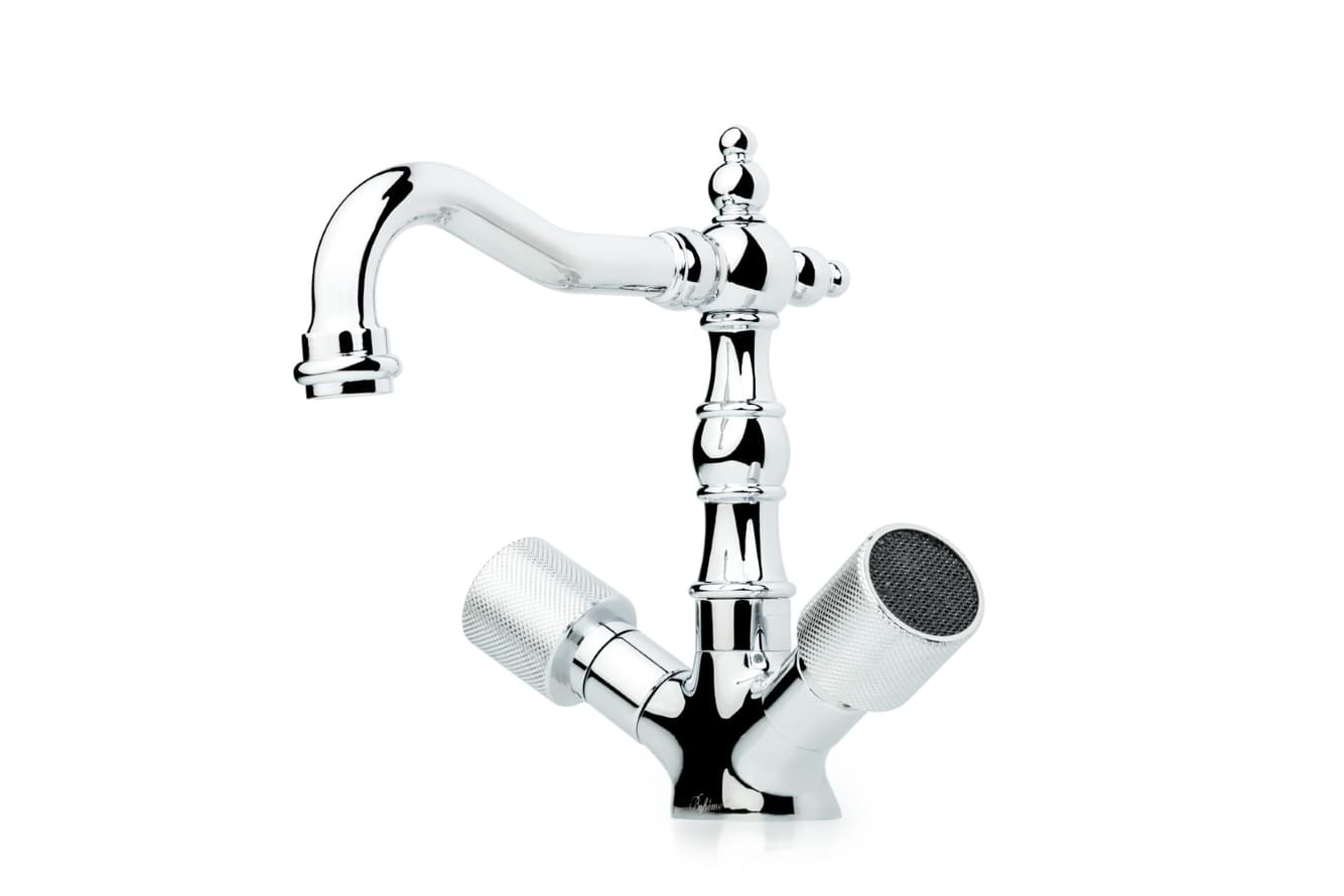 Плитка Boheme Royal Смеситель ROYAL CRISTAL BLACK для раковины высокий хром/черный  поверхность глянец