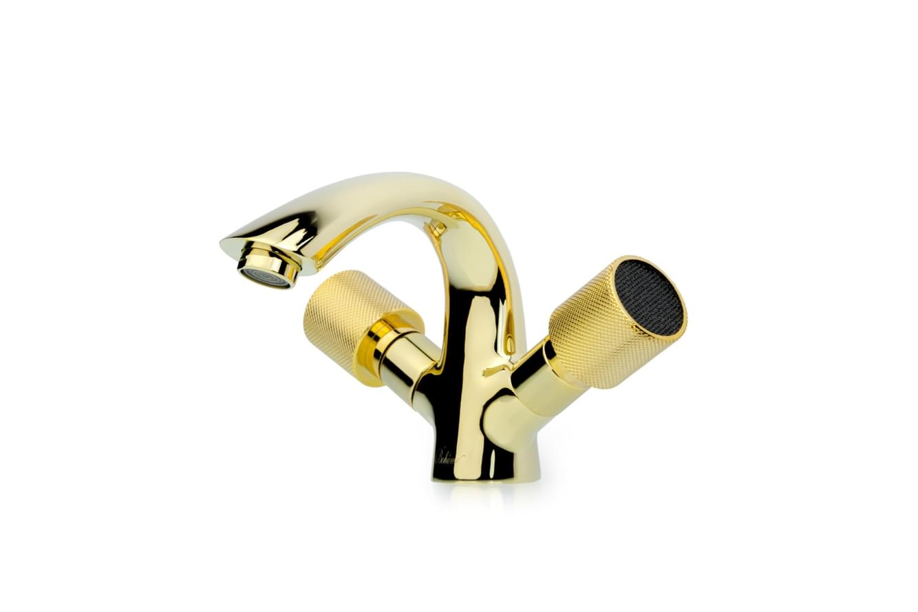 Плитка Boheme Royal Смеситель ROYAL CRISTAL BLACK для раковины золото/черный  поверхность глянец