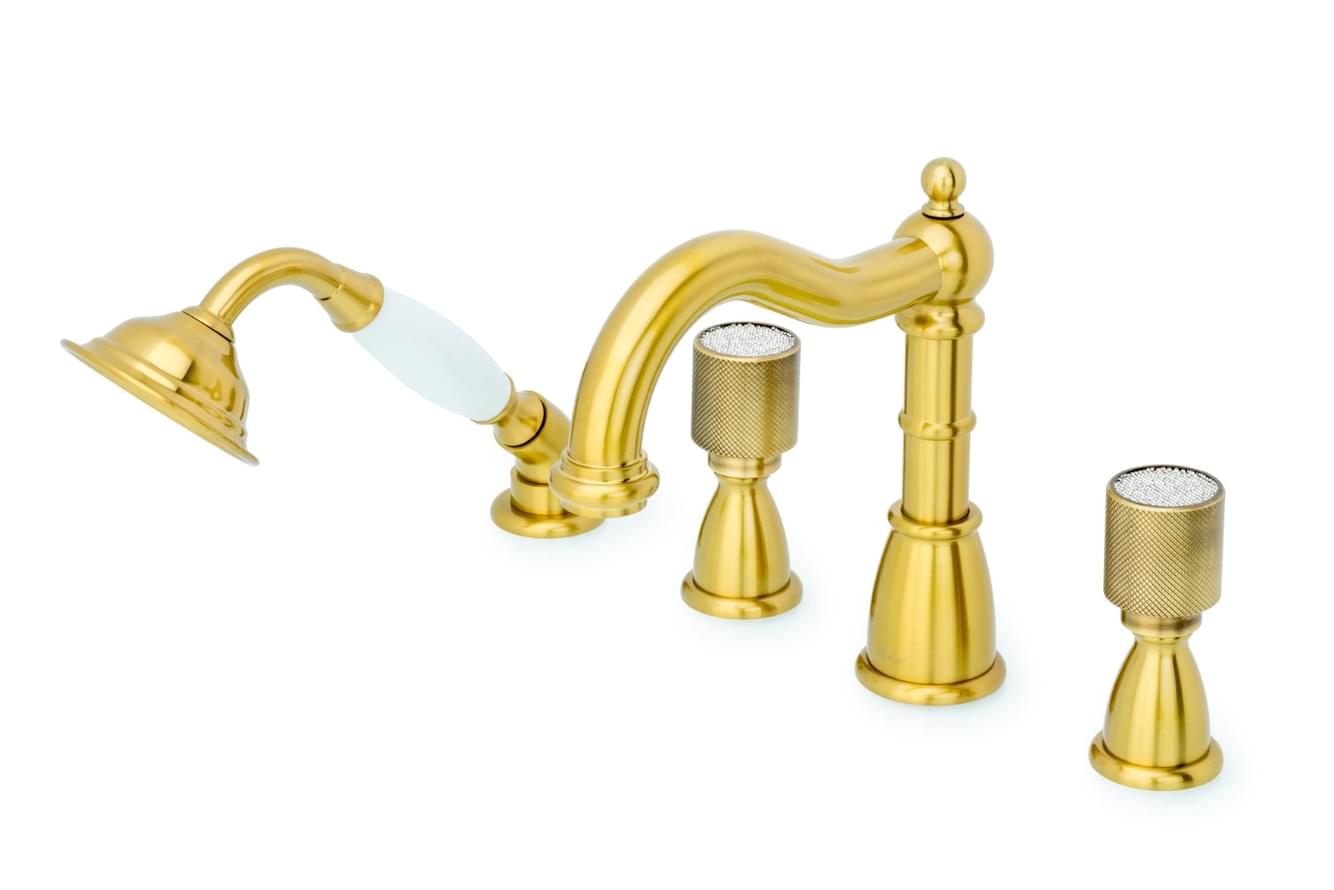 Плитка Boheme Royal Смеситель ROYAL CRISTAL на борт ванны бронза  поверхность глянец