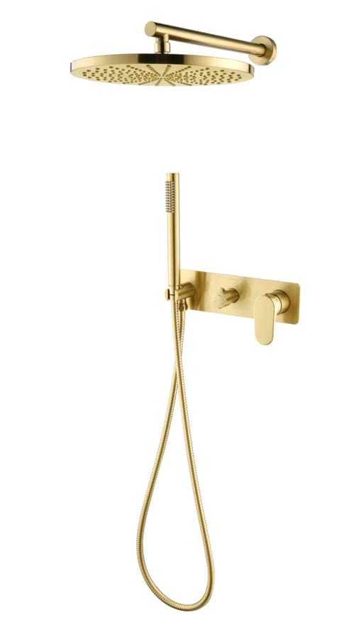 Плитка Boheme Spectre Душевая система SPECTRE встроенная со смесителем золото брашированное  поверхность брашированная