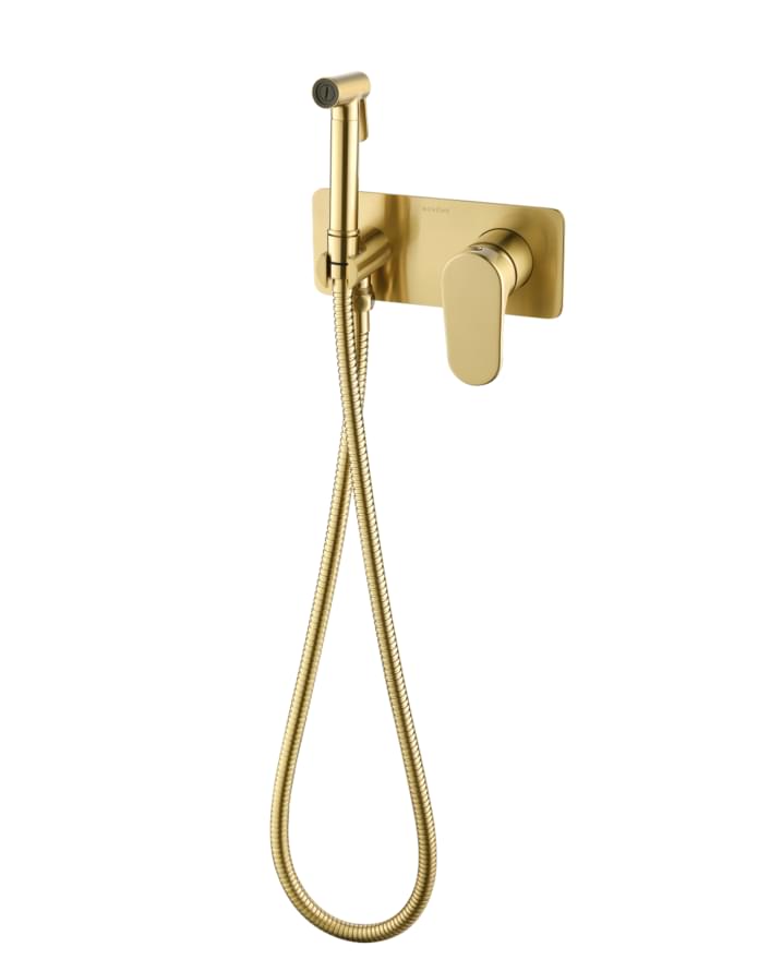 Плитка Boheme Spectre Смеситель SPECTRE с гигиеническим душем золото брашированное  поверхность брашированная