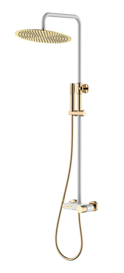 Плитка Boheme Stick Душевая система STICK DIAMOND со смесителем белый/золото  поверхность глянец