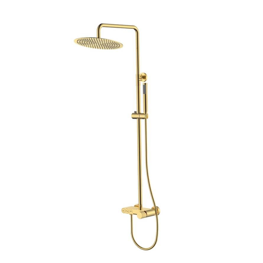 Плитка Boheme Stick Душевая система STICK LINEA со смесителем золото  поверхность глянец