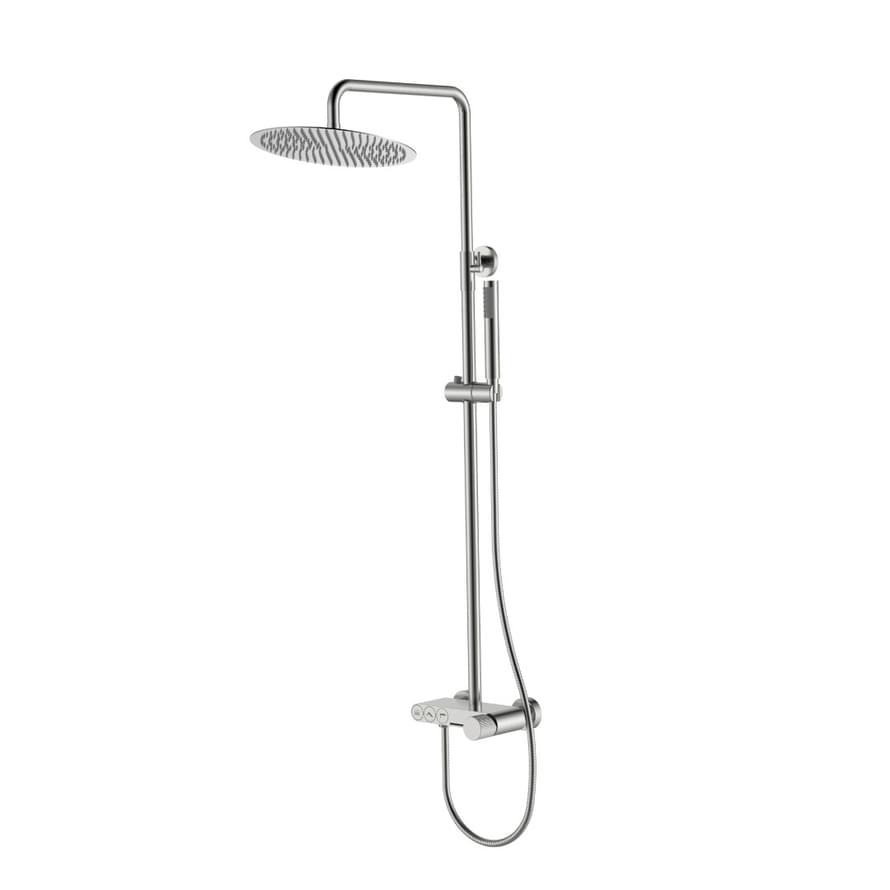 Плитка Boheme Stick Душевая система STICK LINEA со смесителем и шлангом никель  поверхность брашированная