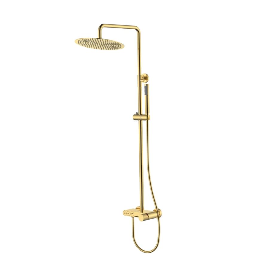 Плитка Boheme Stick Душевая система STICK SPIRALE со смесителем золото  поверхность глянец