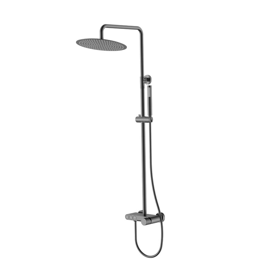 Плитка Boheme Stick Душевая система STICK SPIRALE со смесителем оружейная сталь брашированная  поверхность брашированная