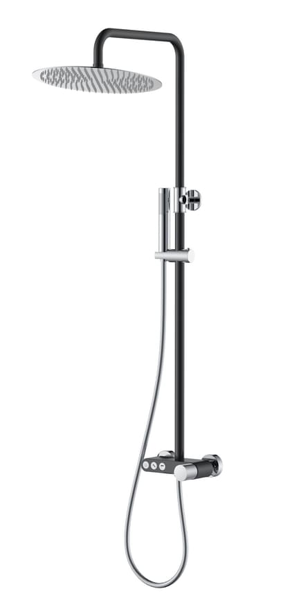 Плитка Boheme Stick Душевая система STICK TOUCH со смесителем черный матовый/хром  поверхность микс