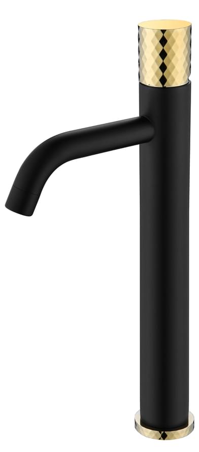 Плитка Boheme Stick Смеситель STICK DIAMOND для раковины высокий черный матовый/золото  поверхность микс