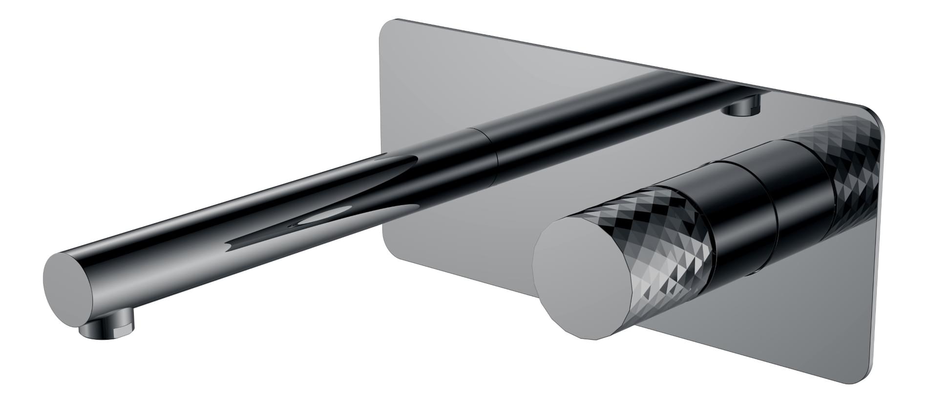 Плитка Boheme Stick Смеситель STICK DIAMOND для раковины настенный с внутренней частью оружейная сталь  поверхность глянец