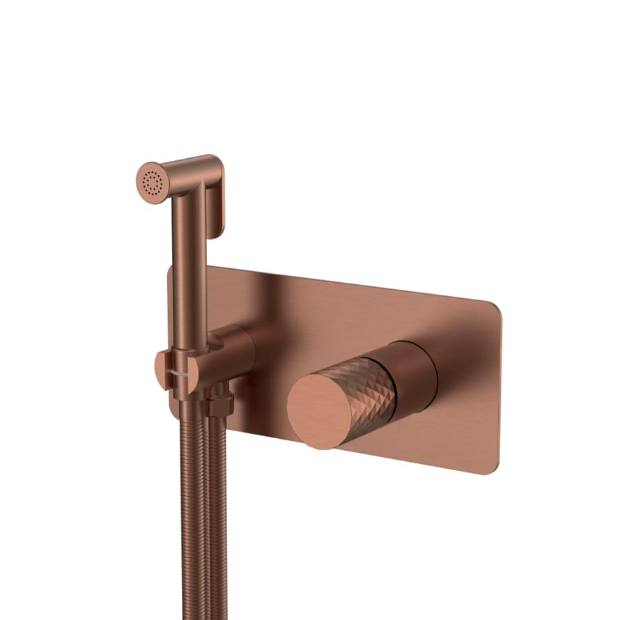 Плитка Boheme Stick Смеситель STICK DIAMOND с гигиеническим душем бронза  поверхность брашированная