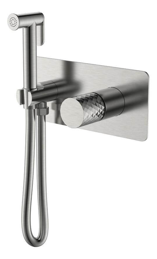 Плитка Boheme Stick Смеситель STICK DIAMOND с гигиеническим душем никель  поверхность брашированная