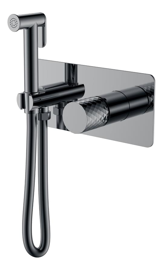 Плитка Boheme Stick Смеситель STICK DIAMOND с гигиеническим душем оружейная сталь  поверхность глянец