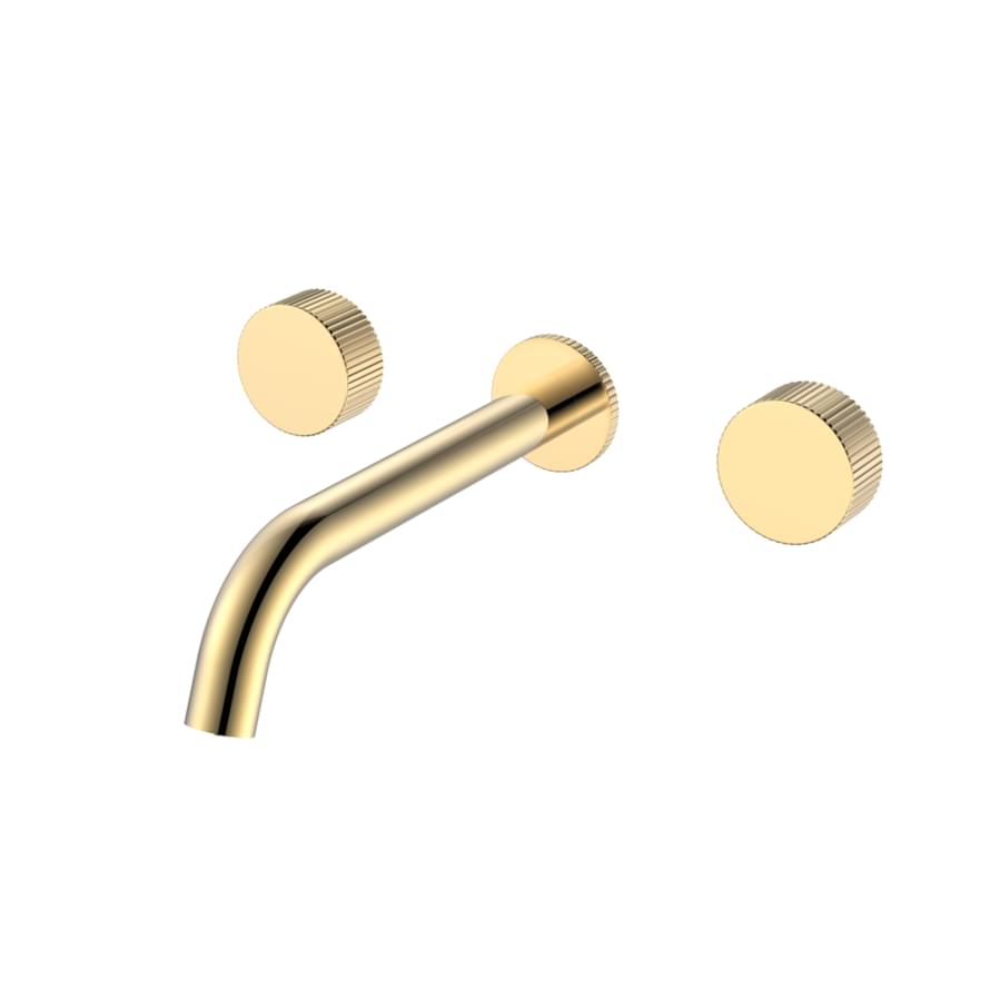 Плитка Boheme Stick Смеситель STICK LINEA для раковины настенный на 3 отверстия с внутренней частью золото  поверхность глянец