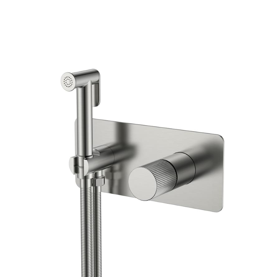 Плитка Boheme Stick Смеситель STICK LINEA с гигиеническим душем никель  поверхность брашированная