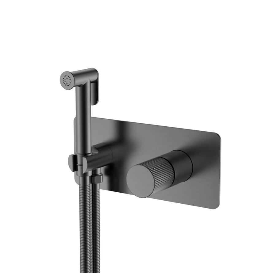 Плитка Boheme Stick Смеситель STICK LINEA с гигиеническим душем оружейная сталь брашированная  поверхность брашированная