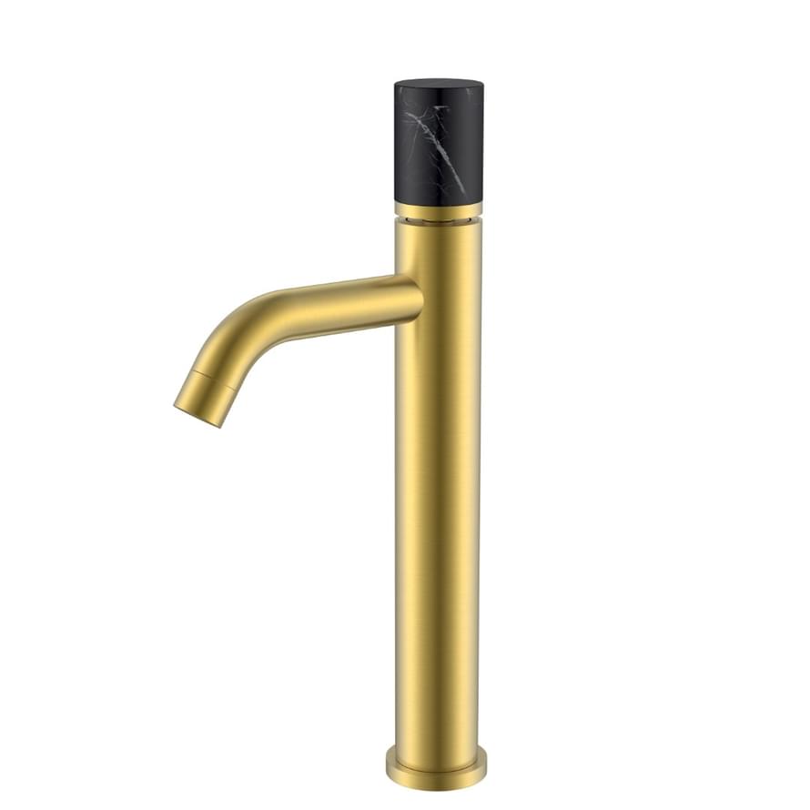 Плитка Boheme Stick Смеситель STICK MRAMOR BLACK для раковины высокий золото брашированное  поверхность брашированная