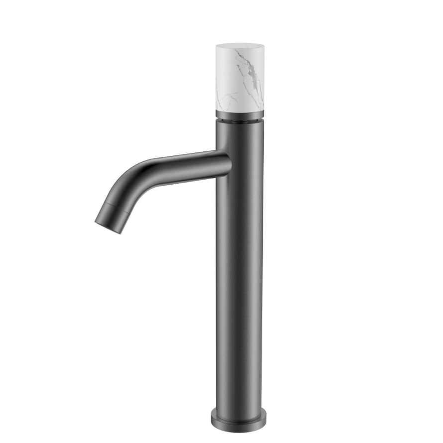 Плитка Boheme Stick Смеситель STICK MRAMOR WHITE для раковины высокий оружейная сталь  поверхность глянец