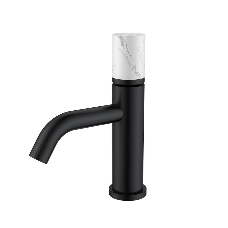 Плитка Boheme Stick Смеситель STICK MRAMOR WHITE для раковины черный матовый  поверхность матовая