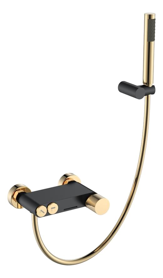 Плитка Boheme Stick Смеситель STICK TOUCH для ванны с лейкой черный матовый/золото  поверхность микс