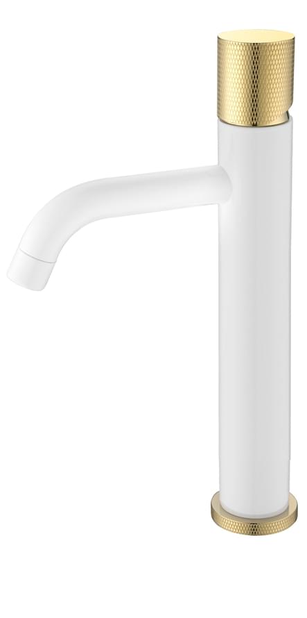 Плитка Boheme Stick Смеситель STICK TOUCH для раковины высокий белый/золото  поверхность глянец