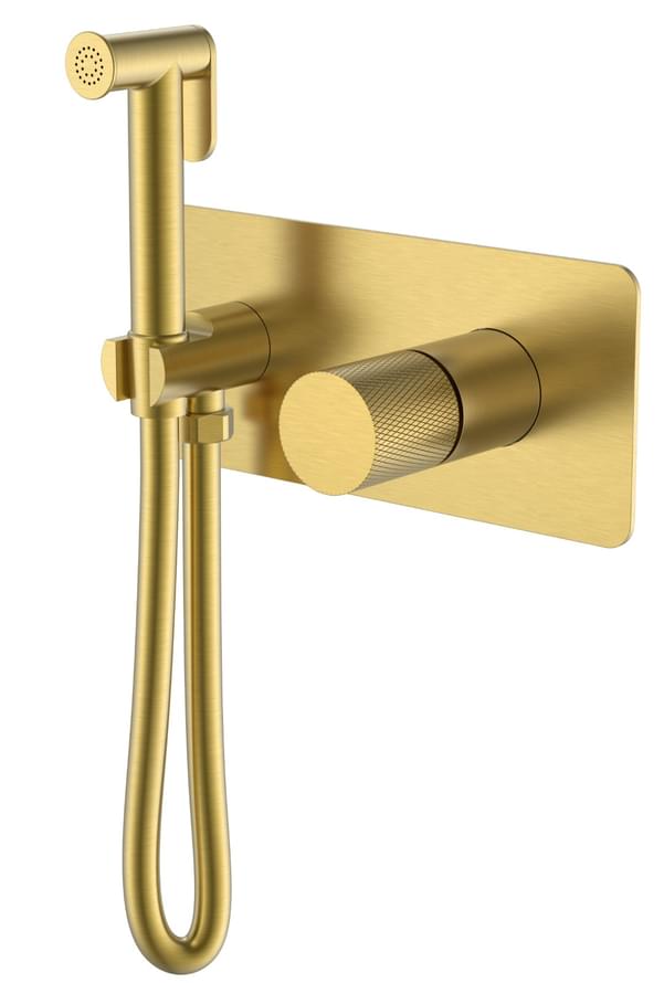 Плитка Boheme Stick Смеситель STICK TOUCH с гигиеническим душем золото брашированное  поверхность брашированная