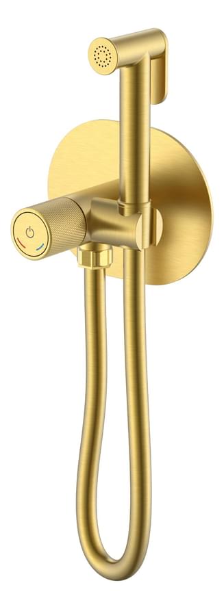 Плитка Boheme Tech Смеситель TECH с гигиеническим душем автоматический золото брашированное  поверхность брашированная