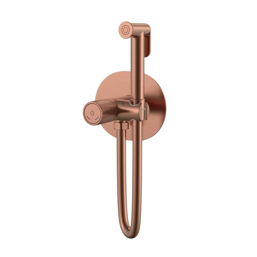 Плитка Boheme Tech Смеситель TECH с гигиеническим душем автоматический медь  поверхность брашированная