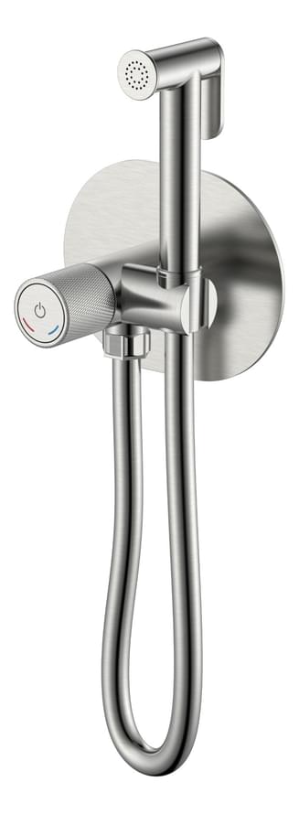 Плитка Boheme Tech Смеситель TECH с гигиеническим душем автоматический никель  поверхность брашированная