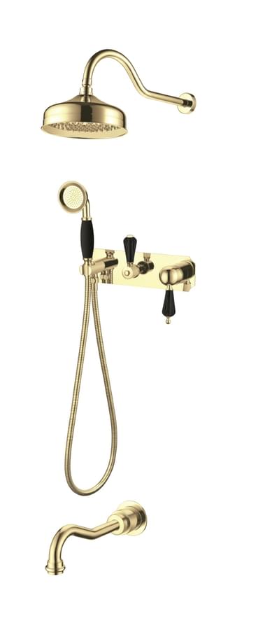 Плитка Boheme Tradizionale Душевая система TRADIZIONALE встроенная золото/черный  поверхность глянец