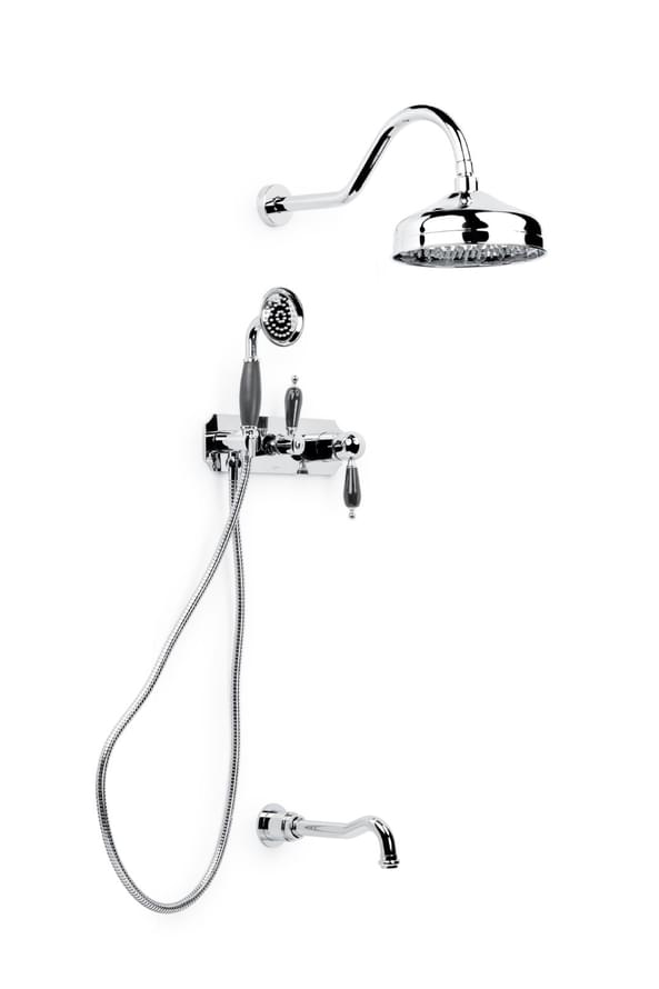 Плитка Boheme Tradizionale Душевая система TRADIZIONALE встроенная с керамической ручкой хром/черный  поверхность глянец