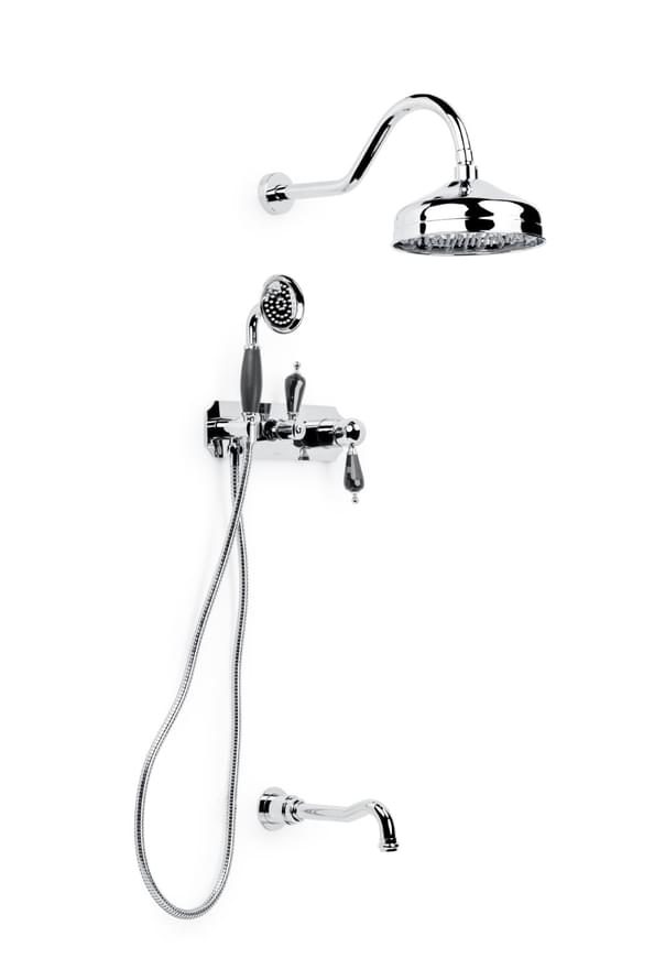 Плитка Boheme Tradizionale Душевая система TRADIZIONALE встроенная хром/черный  поверхность глянец