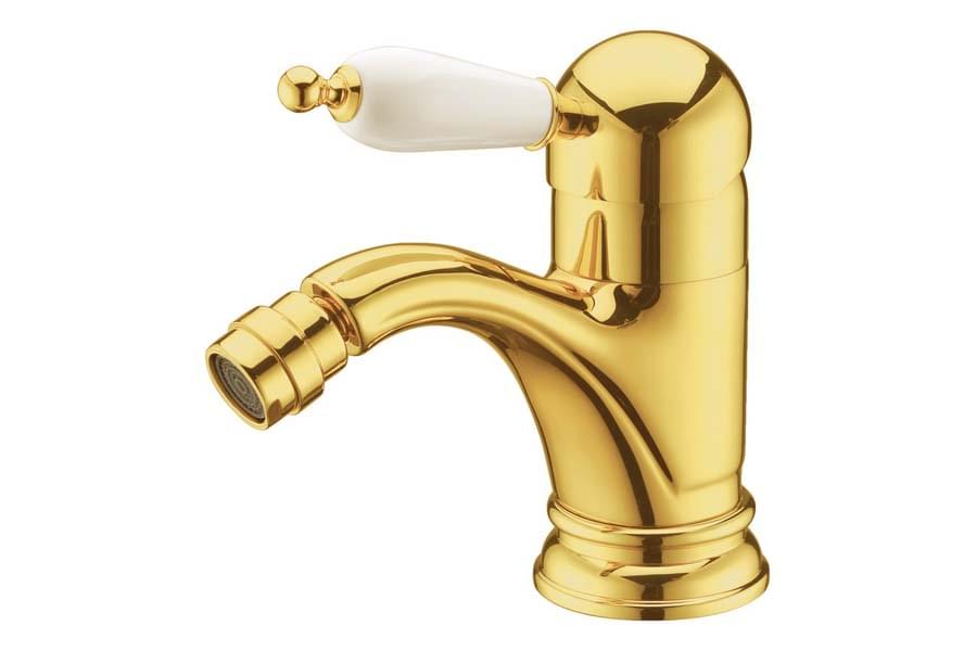 Плитка Boheme Tradizionale Смеситель TRADIZIONALE для биде с керамической ручкой золото/белый  поверхность глянец