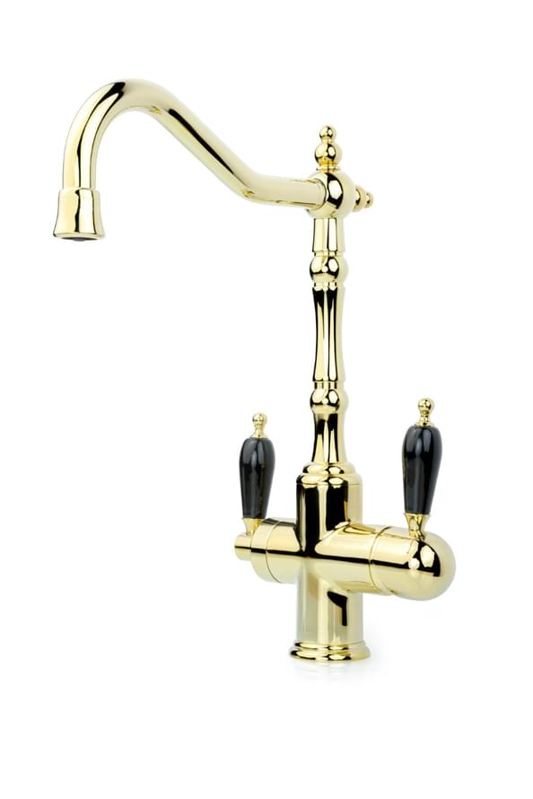 Плитка Boheme Tradizionale Смеситель TRADIZIONALE для кухни двухрычажный с керамической ручкой золото/черный  поверхность глянец