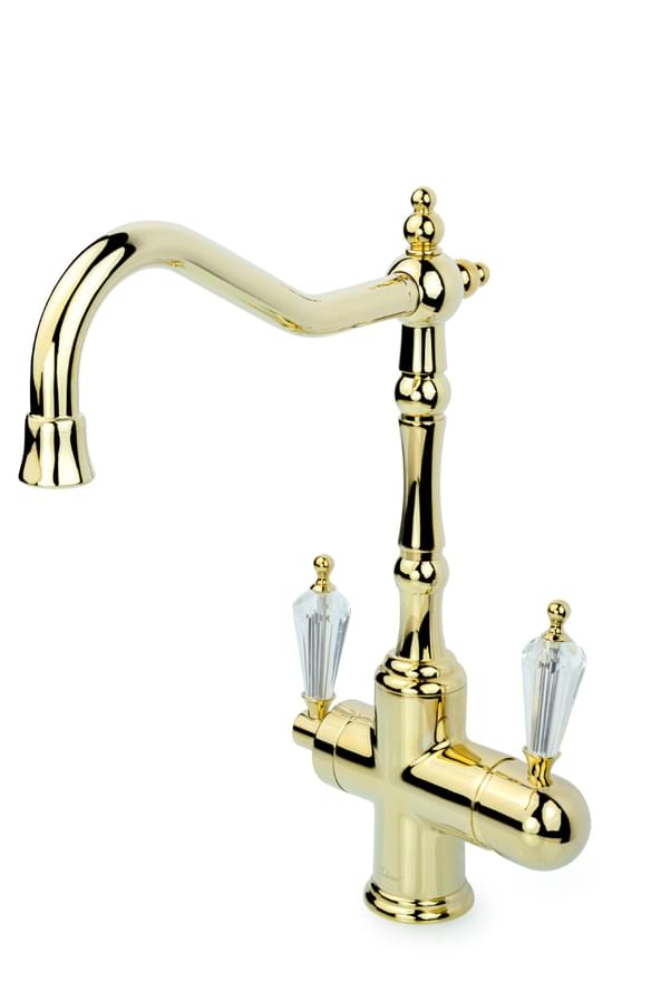 Плитка Boheme Tradizionale Смеситель TRADIZIONALE для кухни двухрычажный с ручкой SW золото  поверхность глянец