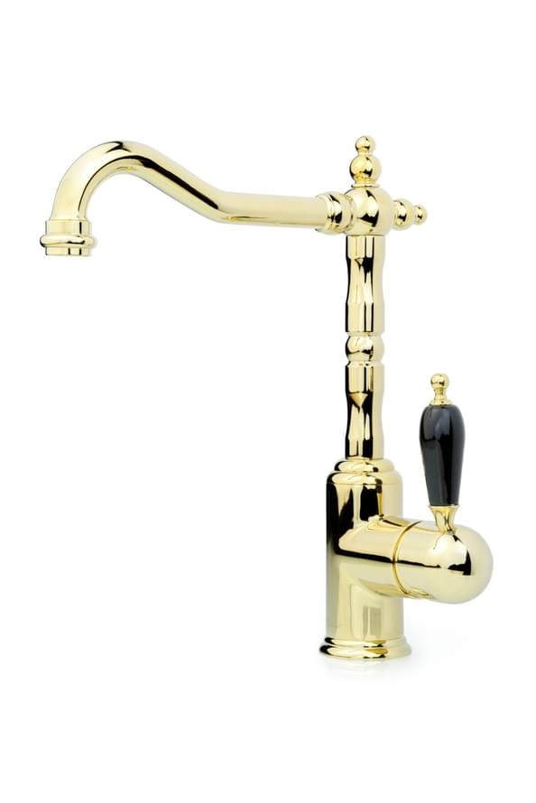 Плитка Boheme Tradizionale Смеситель TRADIZIONALE для кухни с керамической ручкой золото/черный  поверхность глянец