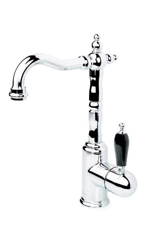 Плитка Boheme Tradizionale Смеситель TRADIZIONALE для раковины высокий с керамической ручкой хром/черный  поверхность глянец