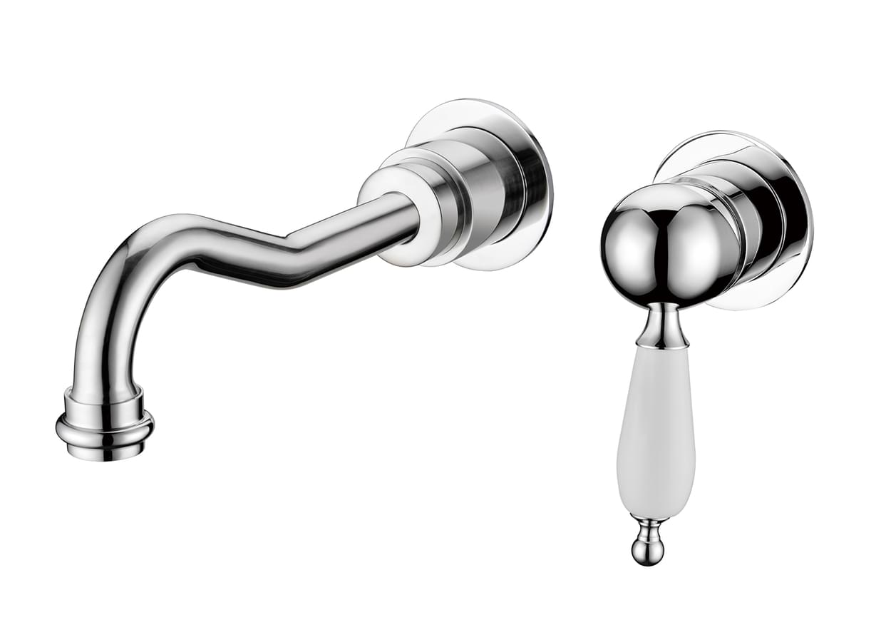 Плитка Boheme Tradizionale Смеситель TRADIZIONALE для раковины настенный с керамической ручкой хром/белый  поверхность глянец