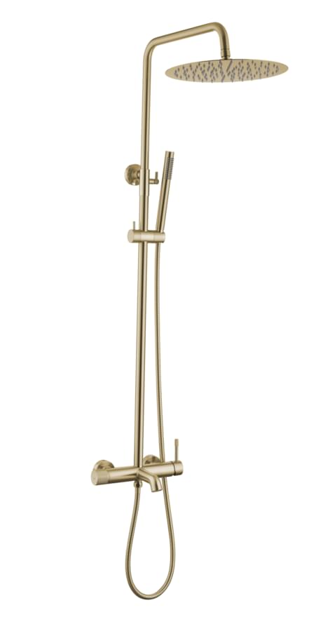 Плитка Boheme Uno Душевая система UNO со смесителем золото брашированное  поверхность брашированная