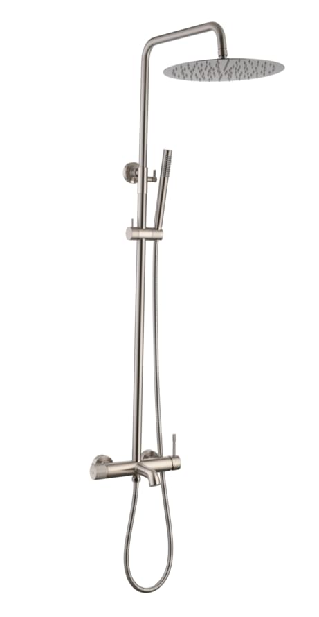 Плитка Boheme Uno Душевая система UNO со смесителем и шлангом никель  поверхность брашированная
